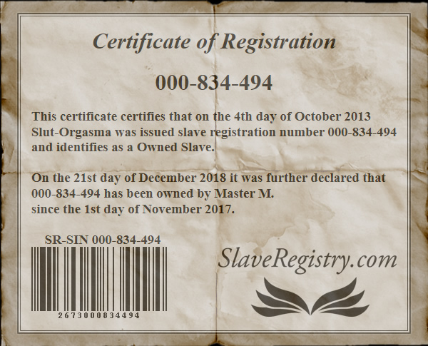 Slave Registration Certificate
